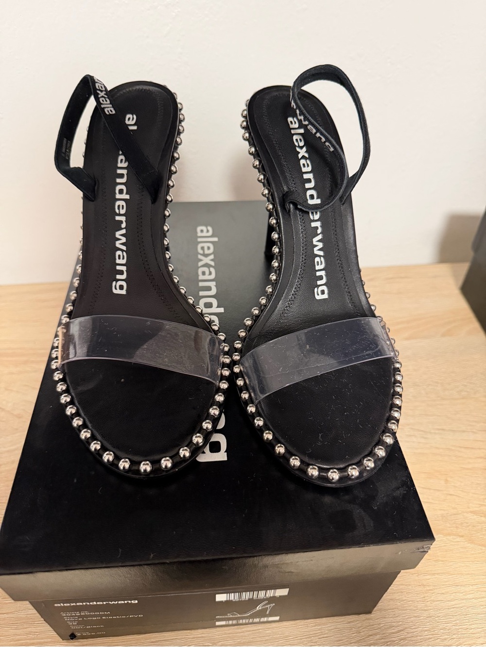 Alexander Wang Black Stud-Trim Slingback